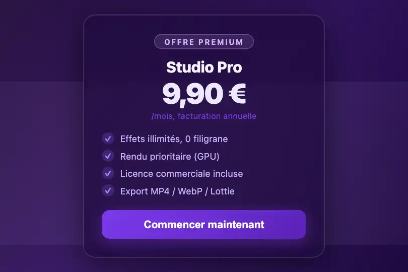 Micro-interaction de conversion — Fond de modale tarifaire — Fog Layer exemple 3