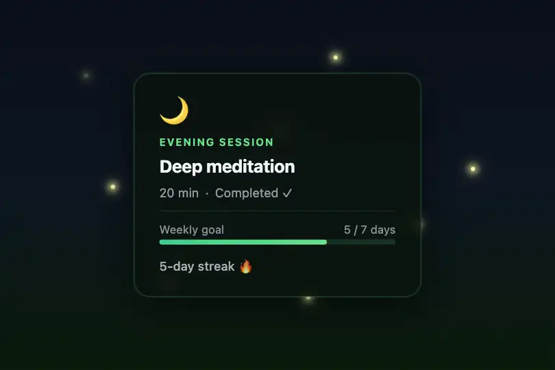 Product component — Meditation or wellness session card — Fireflies example 2