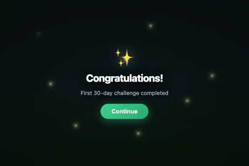 Conversion micro-interaction — Congratulations screen — Fireflies example 3