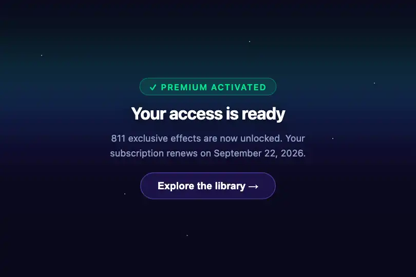 Conversion micro-interaction — Premium access confirmation screen — Northern Lights example 3