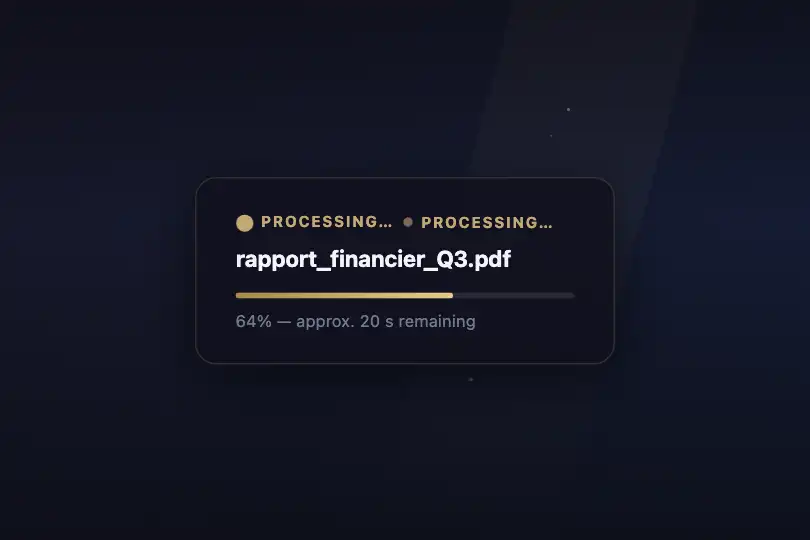Product component — 'Processing' loading card — Dust Motes example 2