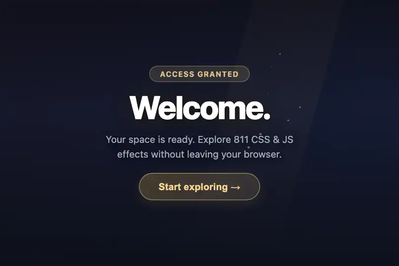 Conversion micro-interaction — 'Access granted' screen — Dust Motes example 3