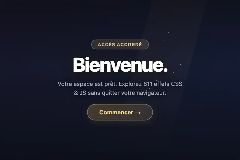Micro-interaction de conversion — Écran « Accès accordé » — Dust Motes exemple 3