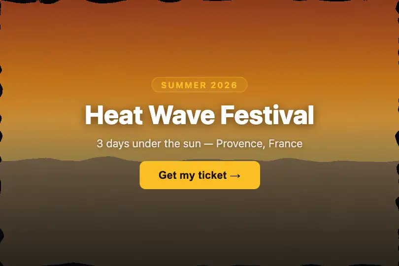 Hero / Landing — Outdoor summer event banner — Heat Haze example 1