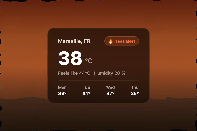 Product component — Weather widget or heatwave dashboard — Heat Haze example 2