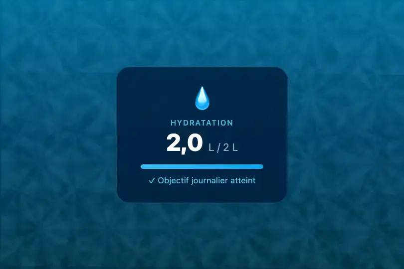 Composant produit — Widget hydratation / bilan santé — Underwater Caustics exemple 2