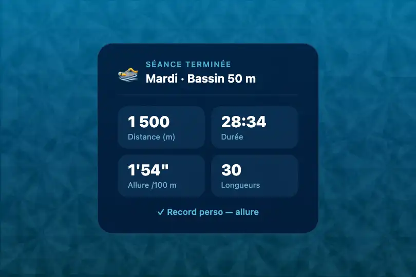 App natation — Récapitulatif de session — Underwater Caustics exemple 3