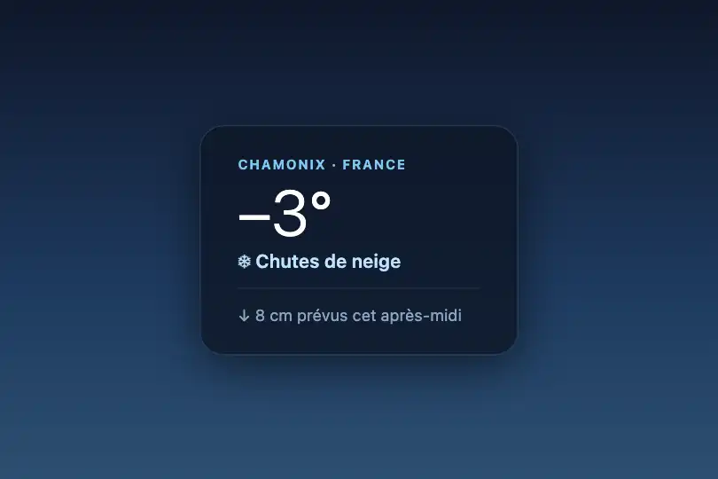 Composant produit — Widget météo « Chutes de neige » — Snow Fall exemple 2