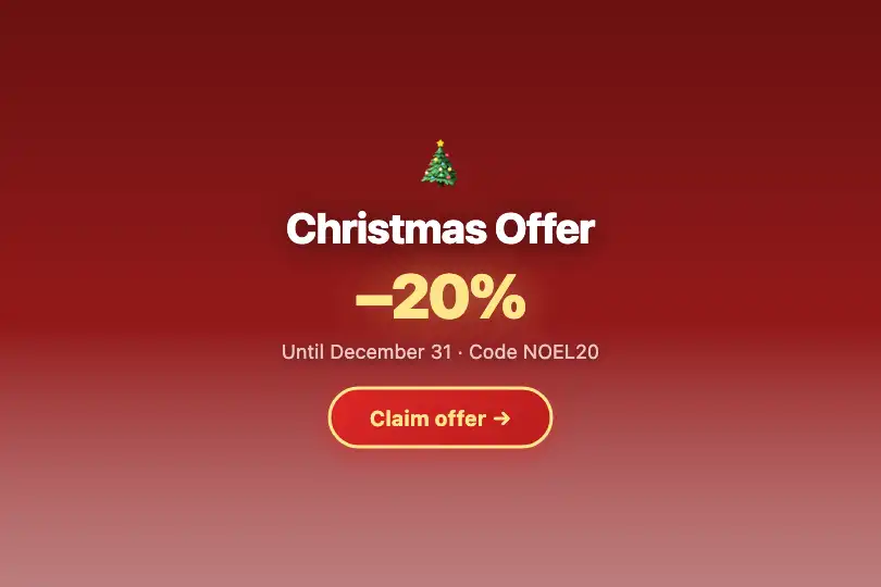 Conversion micro-interaction — Christmas promo banner — Snow Fall example 3