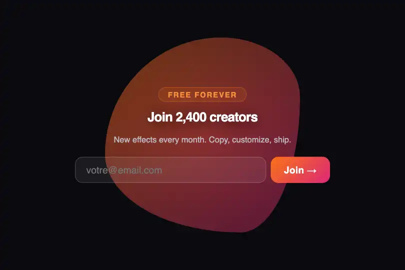 Conversion micro-interaction — Sign-up CTA backdrop — Morphing Blob example 3