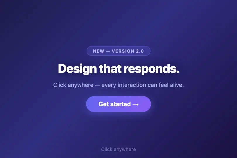 Hero / Landing — Interactive welcome area — Ripple Effect example 1