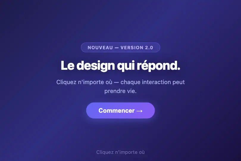 Hero / Landing — Zone interactive de bienvenue — Ripple Effect exemple 1