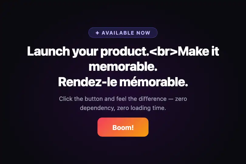 Hero / Landing — Product launch — Particle Explosion example 1