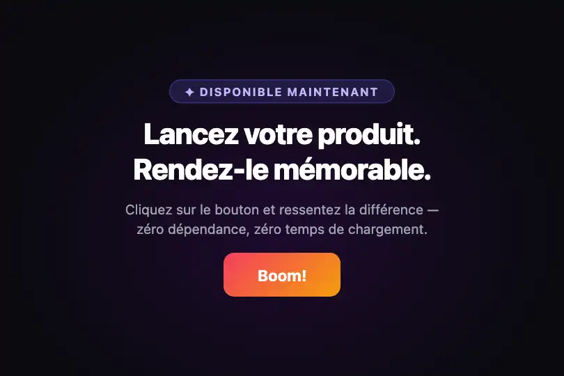 Hero / Landing — Lancement de produit — Particle Explosion exemple 1