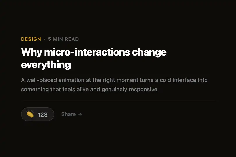Article clap — 30 particles burst from the icon at natural reading scale — Particle Explosion example 3