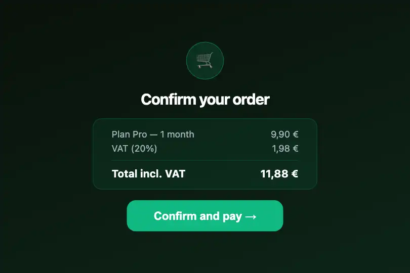 Conversion micro-interaction — Order confirmation button — Liquid Button example 3