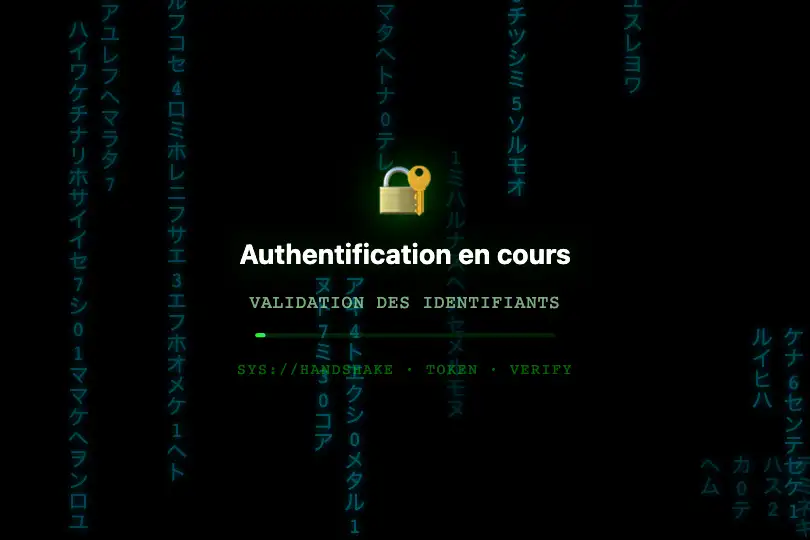 Micro-interaction de conversion — Écran d'authentification / chargement — Matrix Rain exemple 3