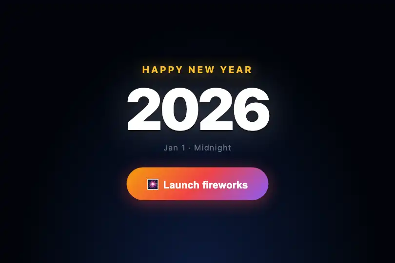 Event end screen — Full-screen New Year fireworks — Fireworks example 3