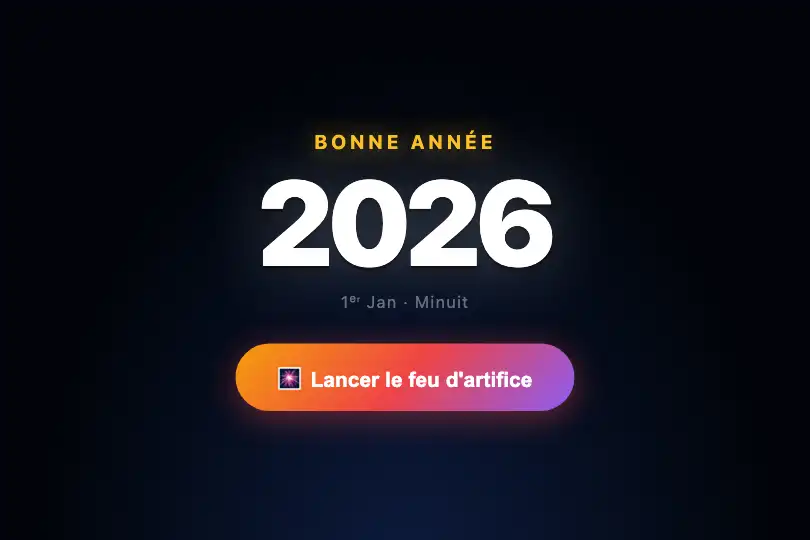 Écran de fin d'événement — Feu d'artifice du Nouvel An plein écran — Fireworks exemple 3