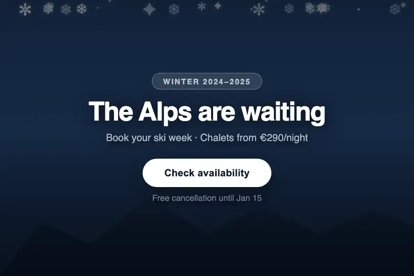 Seasonal section — Ski resort landing page — Snow Fall example 2