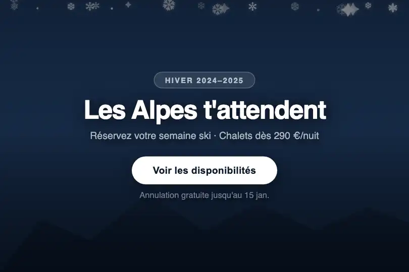 Section saisonnière — Page d'accueil station de ski — Snow Fall exemple 2