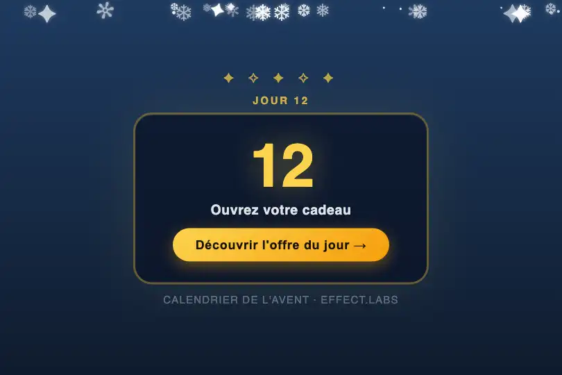 Calendrier de l'Avent — Écran de révélation quotidienne — Snow Fall exemple 3