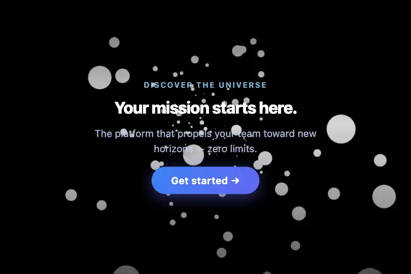 Hero / Landing — Space or tech product homepage — Starfield example 1