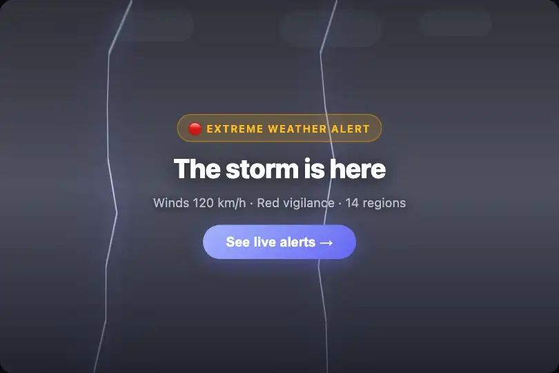 Hero / Landing — Weather app or storm game homepage — Lightning example 1
