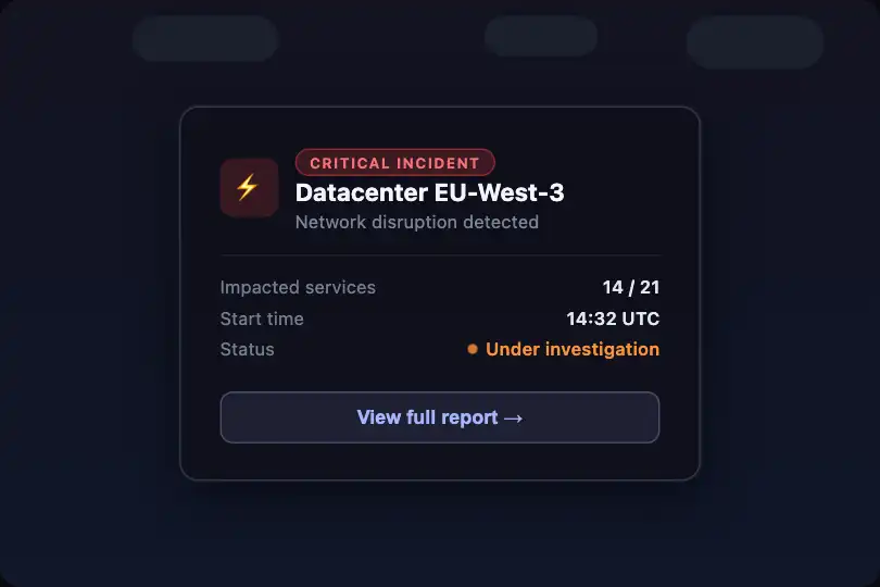 Product component — Critical incident alert card in an ops dashboard — Lightning example 2