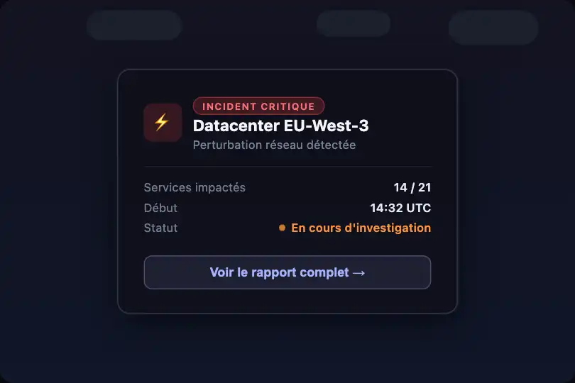 Composant produit — Carte d'alerte incident dans un dashboard ops — Lightning exemple 2