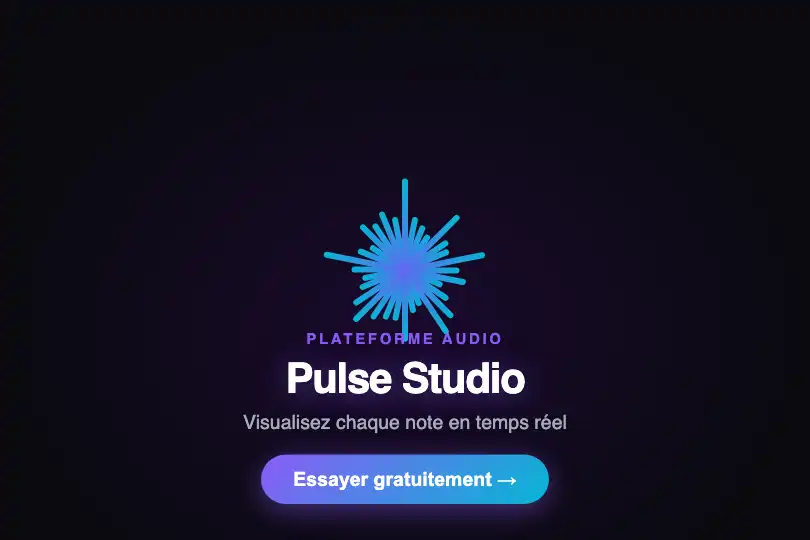 Hero / Landing — Page d'accueil d'une app audio — Circular Visualizer exemple 1