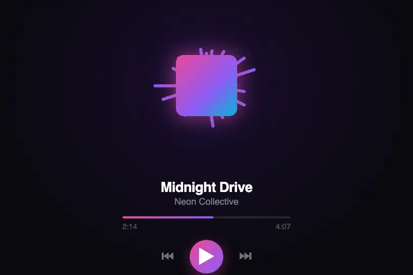 Full-screen audio player — Now Playing screen in a music app — Circular Visualizer example 2