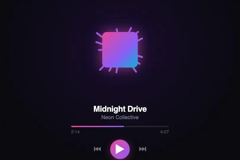 Lecteur audio plein écran — écran « Now Playing » d'une app musicale — Circular Visualizer exemple 2