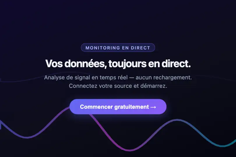 Hero / Landing — Fil de signal SaaS en arrière-plan — Wave Form exemple 1