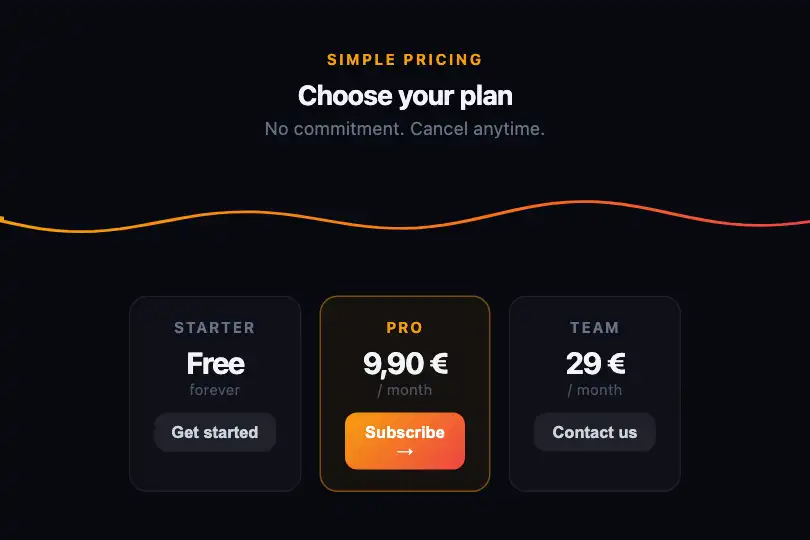 Conversion micro-interaction — Animated divider before pricing block — Wave Form example 3