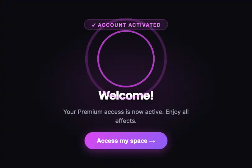 Conversion micro-interaction — Account activation confirmation — Pulse Ring example 3