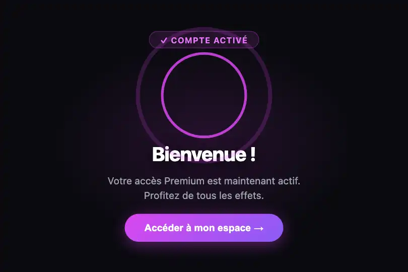 Micro-interaction de conversion — Confirmation d’activation de compte — Pulse Ring exemple 3