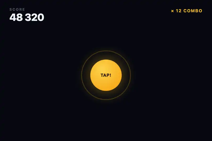 Rhythm game — 'Perfect!' burst on every successful note — Particle Burst example 3