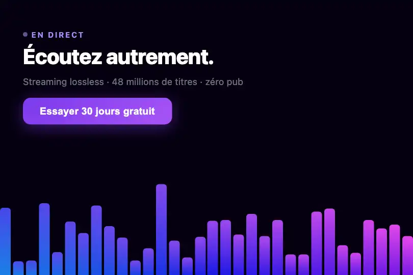 Hero / Landing — Visualiseur de streaming audio — Spectrum Gradient exemple 1