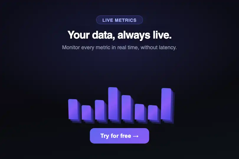 Hero / Landing — Analytics SaaS presentation page — 3D Bars example 1