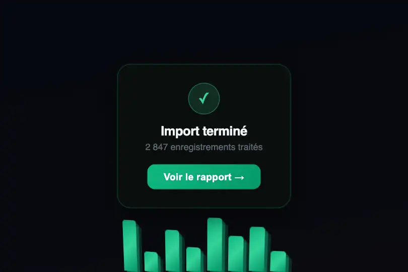 Micro-interaction de conversion — Confirmation d'import ou de synchronisation — 3D Bars exemple 3