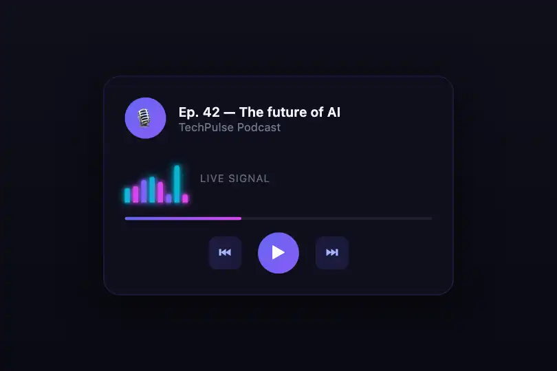 Product component — Audio level widget in a player or recorder — Neon Glow Bars example 2