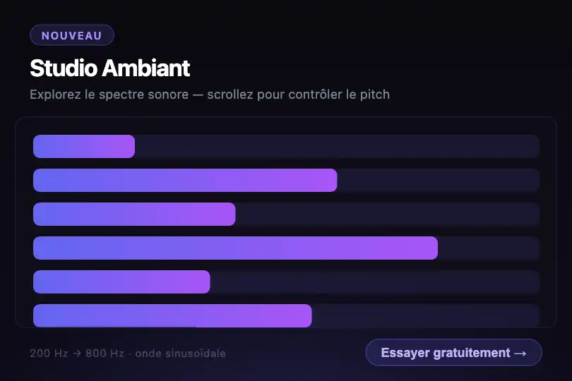 Hero / Landing — Démo interactive d'un outil audio — Scroll Ambient Sound exemple 1