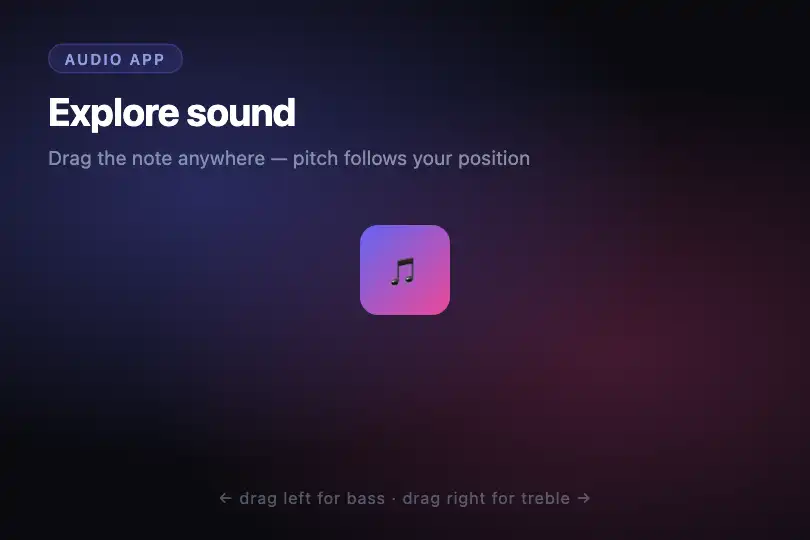 Hero / Landing — Interactive sound demo on an audio app landing page — Drag Feedback Sound example 1