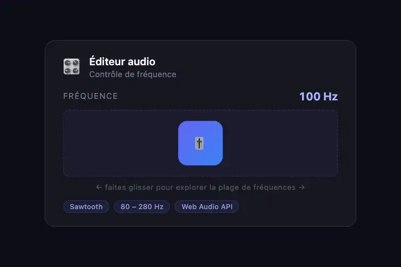 Composant produit — Curseur de fréquence dans un panneau de réglages audio — Drag Feedback Sound exemple 2
