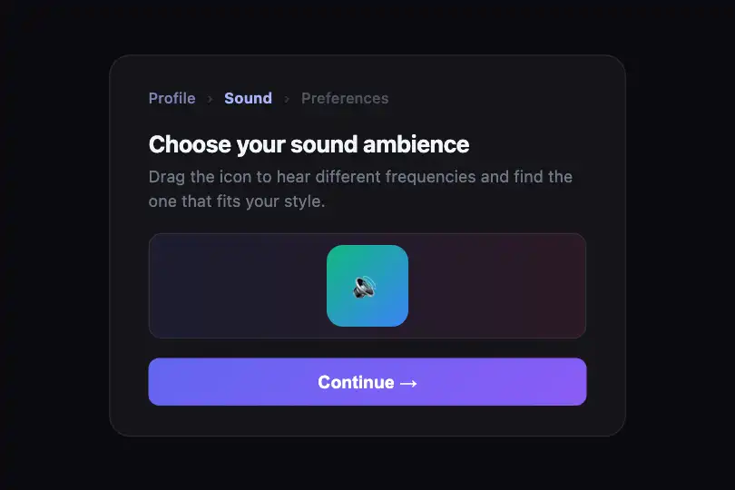 Conversion micro-interaction — Sound profile selection during onboarding — Drag Feedback Sound example 3