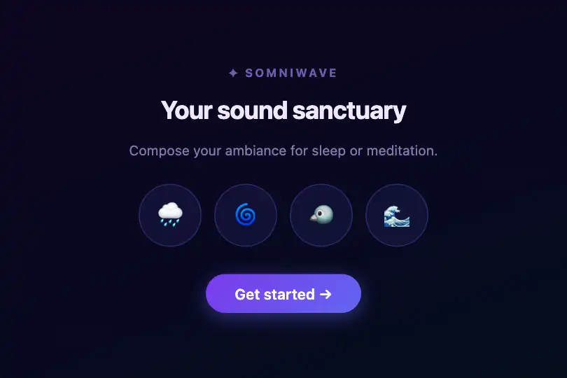 Hero / Landing — Meditation and sleep app — Ambient Soundscape example 1