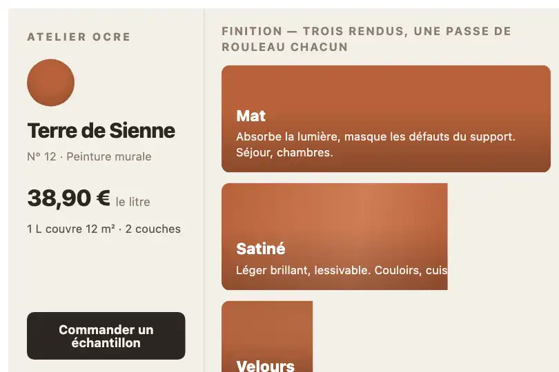Rendu d'une peinture au rouleau — fiche produit d'une peinture murale — Clip Path Reveal exemple 1
