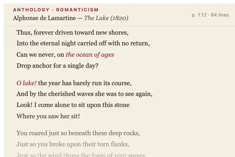 A long poem in a digital anthology — a publisher's web reader — Text Line Reveal example 3
