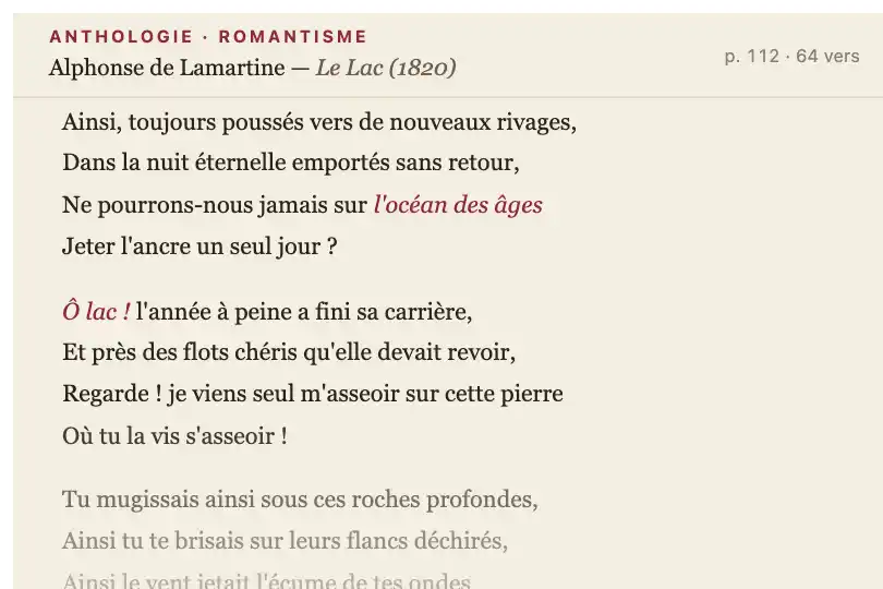 Poème long d'une anthologie numérique — liseuse web d'une maison d'édition — Text Line Reveal exemple 3